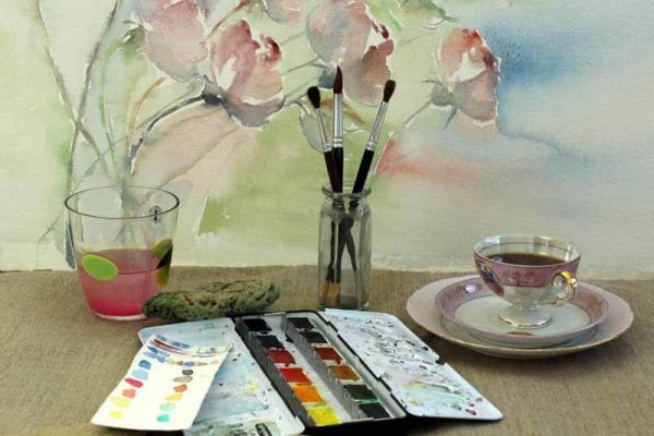 Valmis akvarelli pöydällä